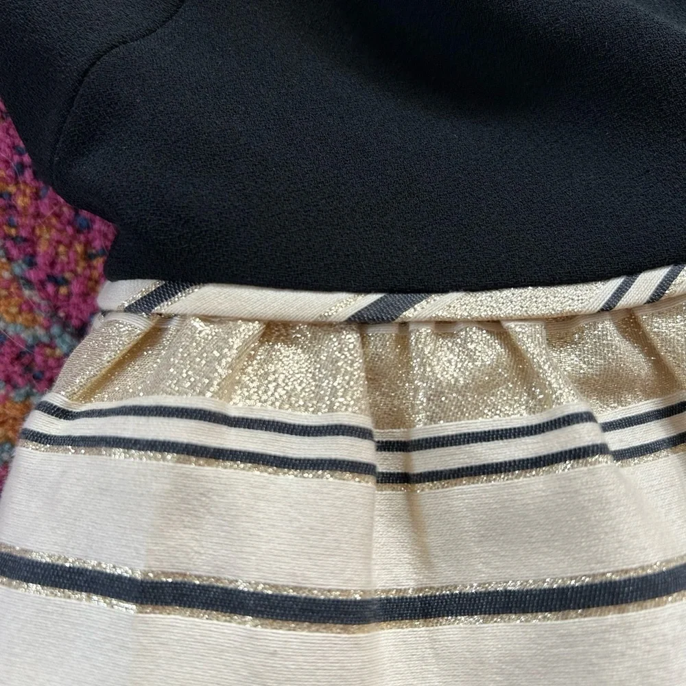 J. Crew | Women’s black/gold metallic striped sleeveless silk blend party dress2